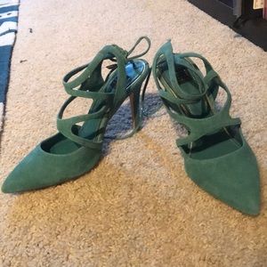 White House black market suede tie heels